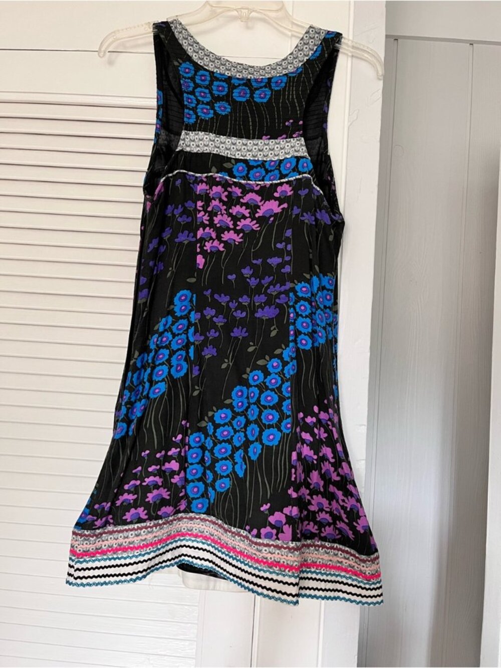 Free People Black Sleeveless Dress with Blue & Purple Accents